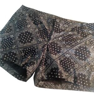 Black and White Paisley Shorts plus women’s 24W beach festival travel 98% cotton